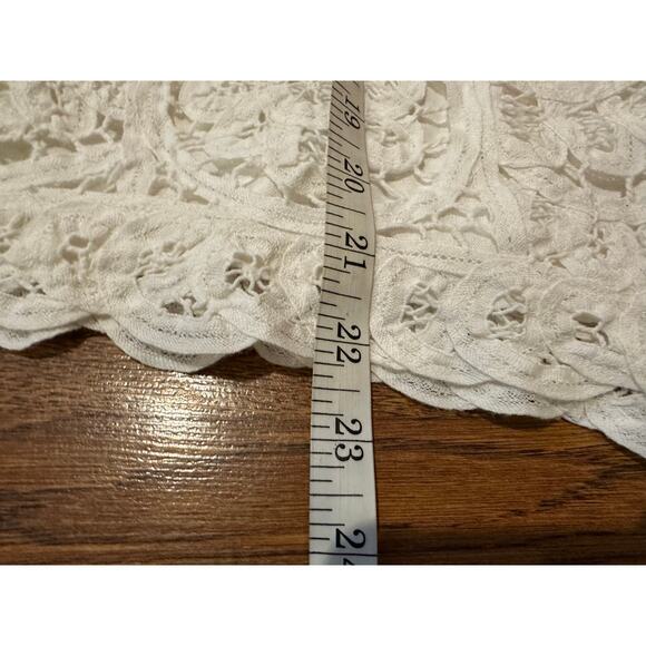 Banana Republic Women's Cotton Blend Scalloped Lace Overlay Midi Skirt White  6 - Picture 8 of 8